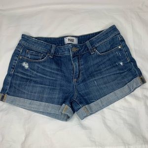 Paige denim cuffed jean shorts 27 lightly distressed